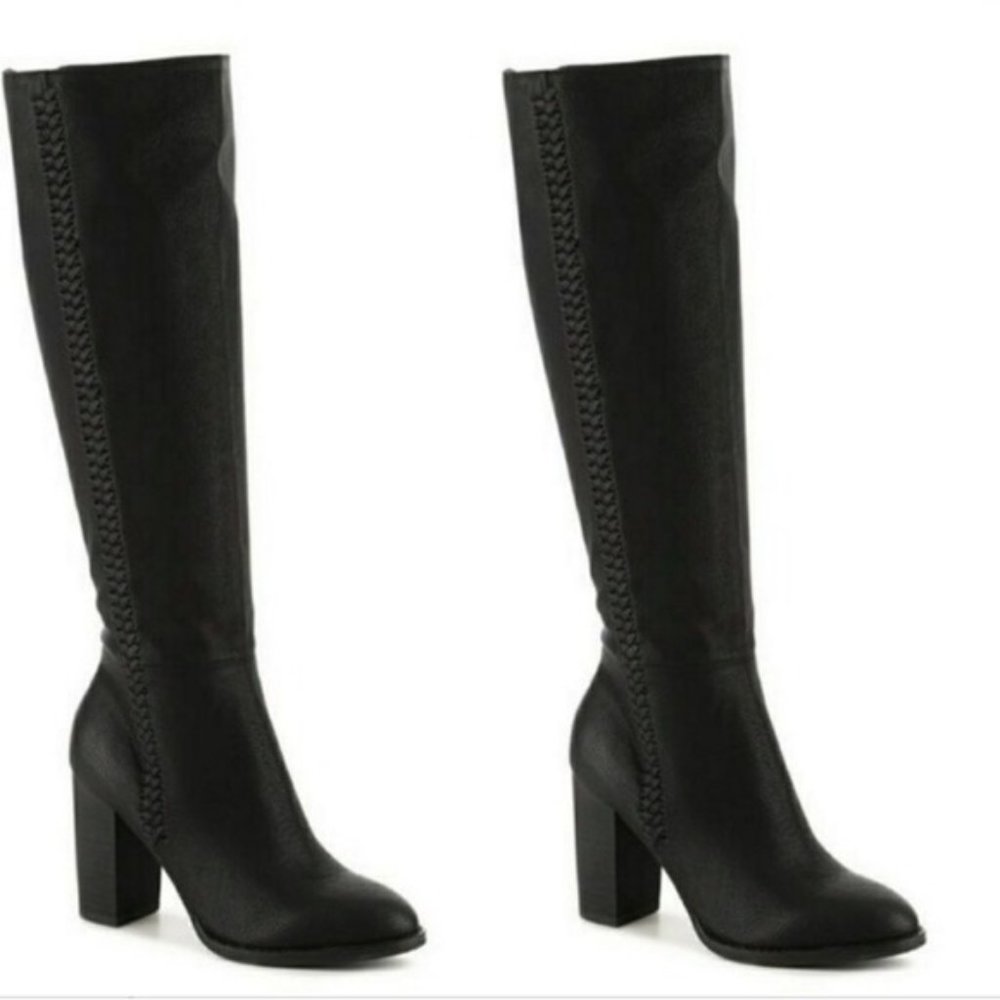 Madden Girl Wide Calf Knee High Black Boots Sz 10